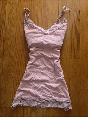 Pink Lace-Trim Cami Slip